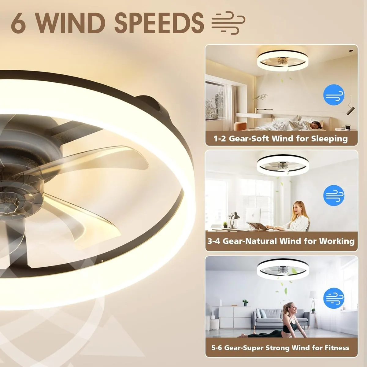 50CM LED Ceiling Fan with Lights and Remote - Image 4