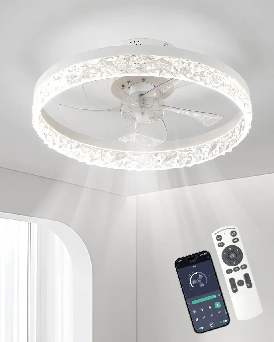 Modern Ceiling Fan with Light 30 Low Profile - Image 1