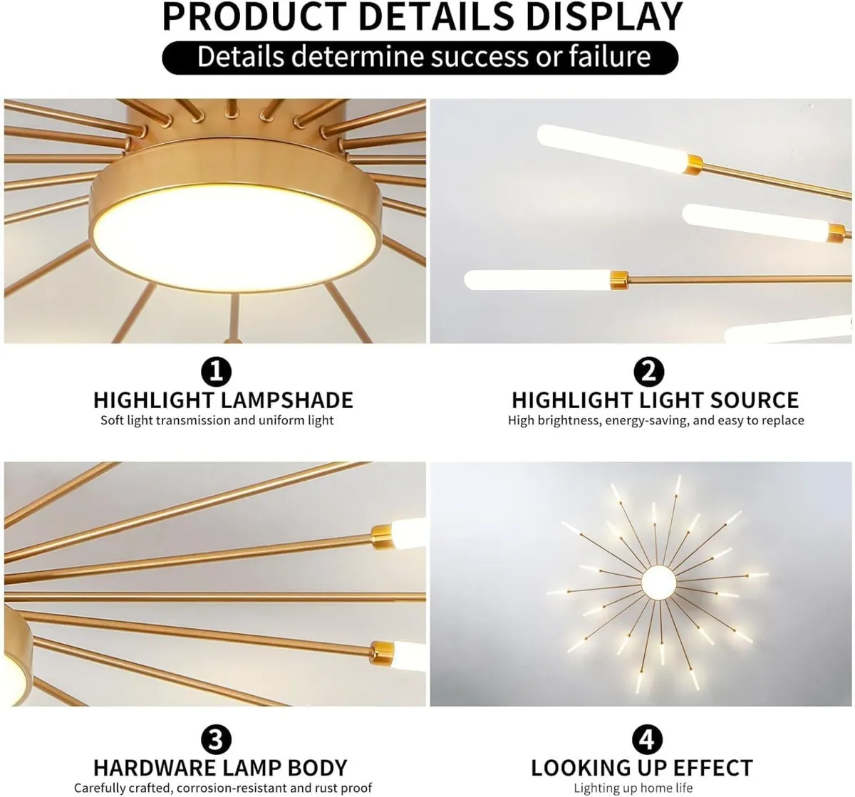 Modern LED Ceiling Light 20+1 Heads Semi Flush - Image 3