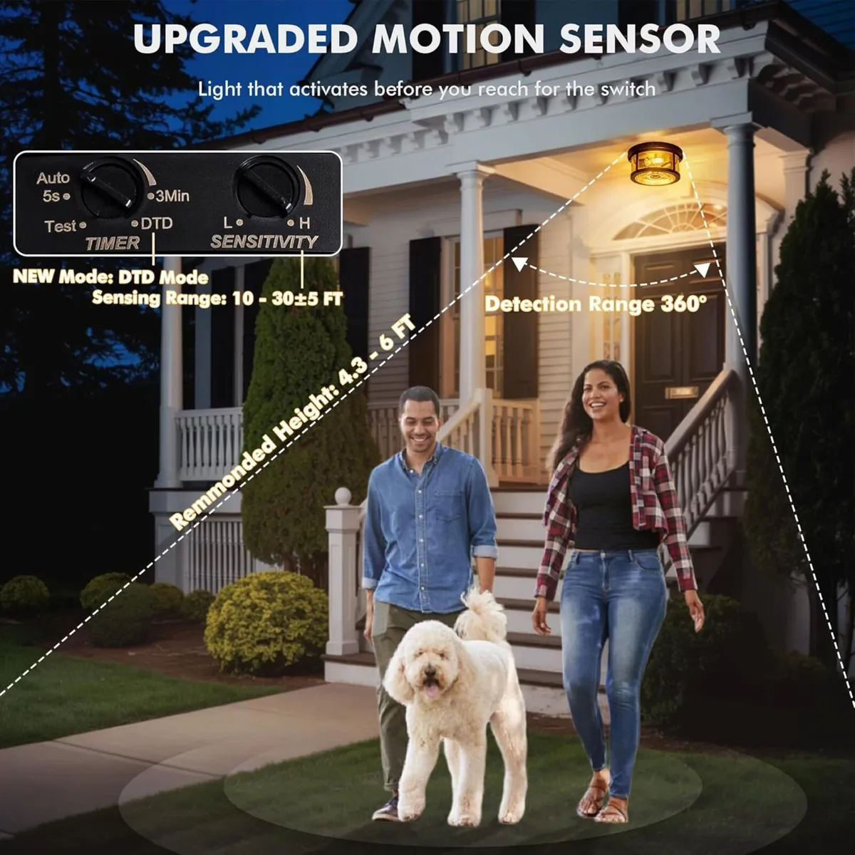 Outdoor Ceiling Lights with Motion Sensor Dusk - Image 2