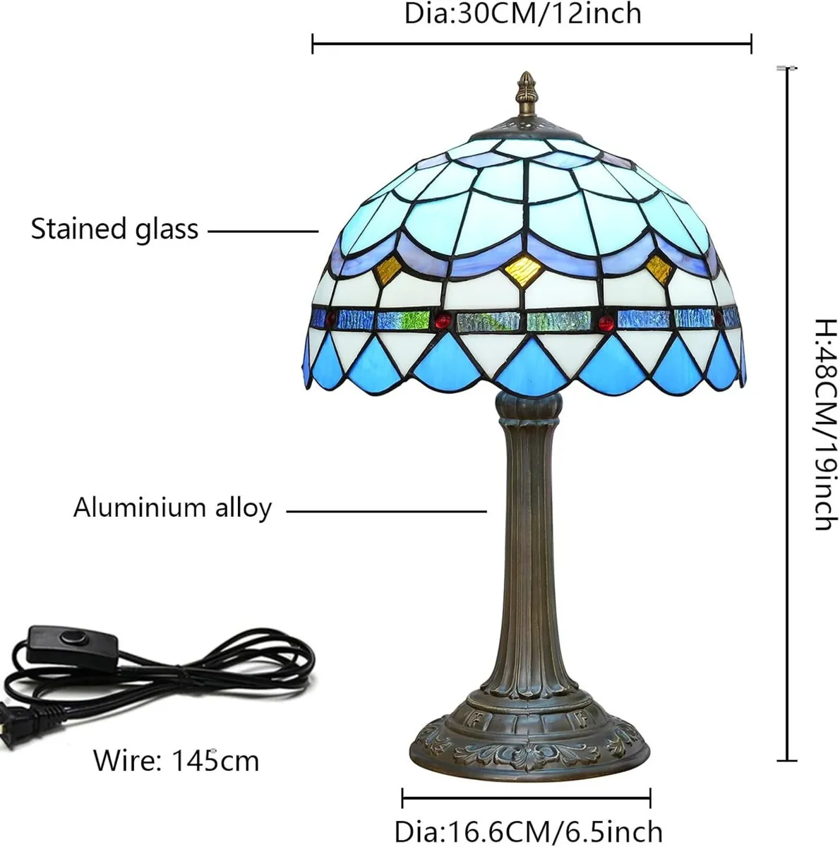 Tiffany Table Lamp Stained Glass Mediterranean - Image 4