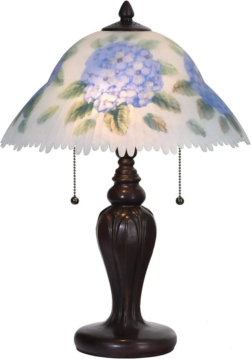 L30780 Hydrangea Flower Hand-Painted Glass Table - Image 1