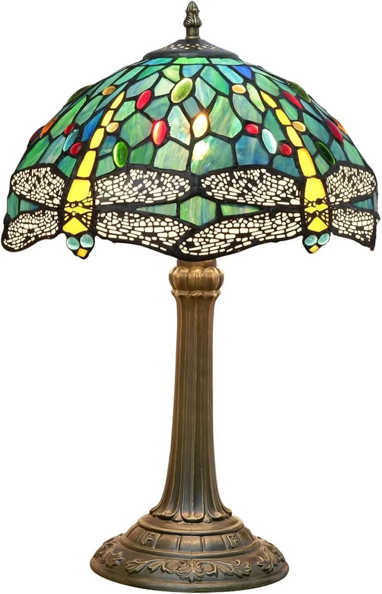 Tiffany Table Lamp Dragonfly Style Blue Green - Image 1
