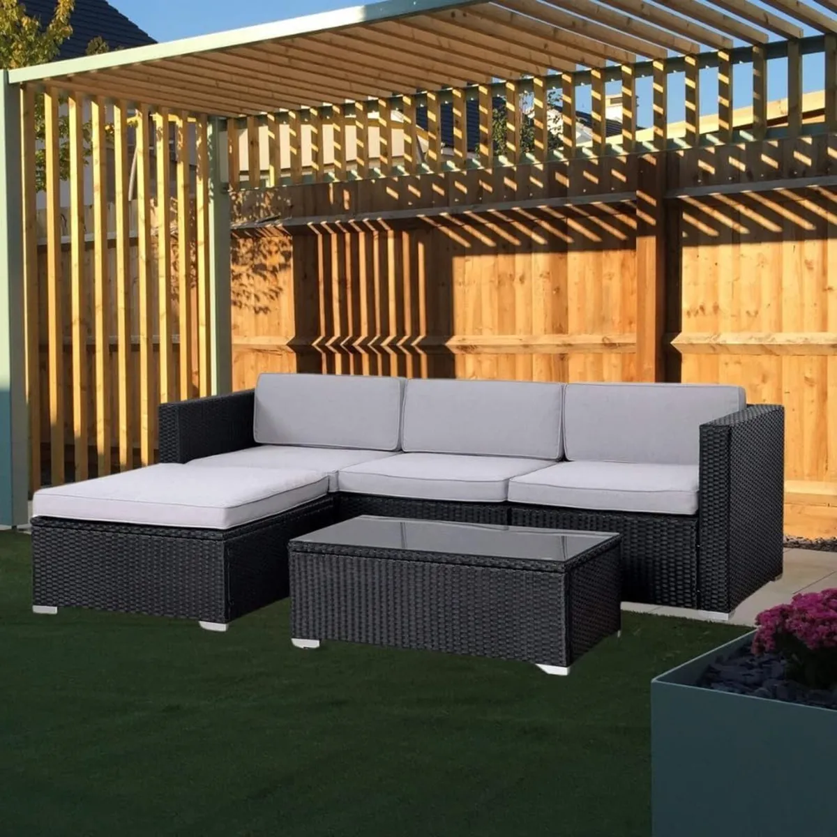 California Rattan Garden Furniture Set 5 Piece - Image 2