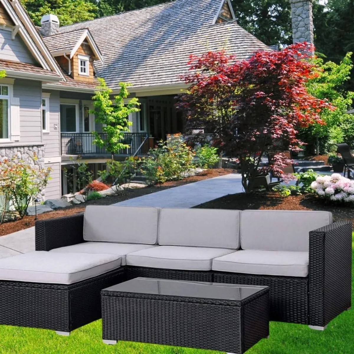 California Rattan Garden Furniture Set 5 Piece - Image 4
