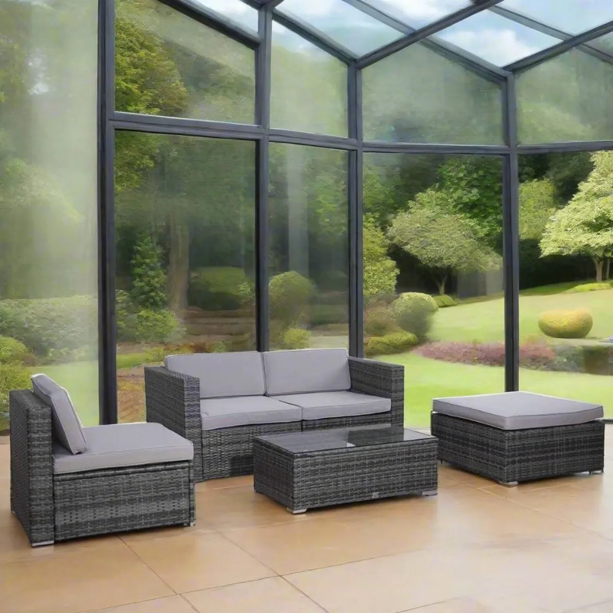 California Rattan Garden Furniture Set 5 Piece 3 - Image 2