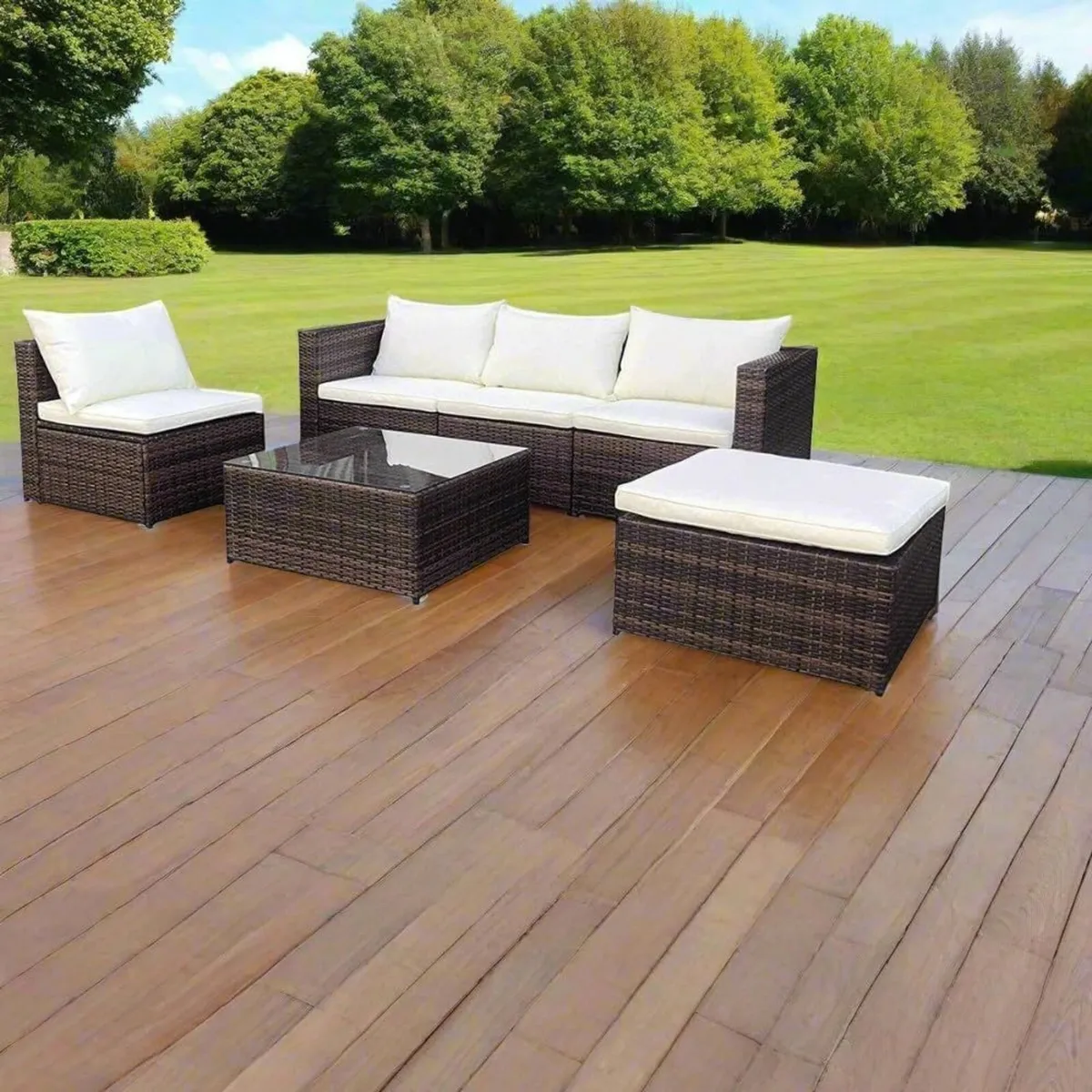 Miami Brown Outdoor Rattan Garden Furniture Set - Image 3