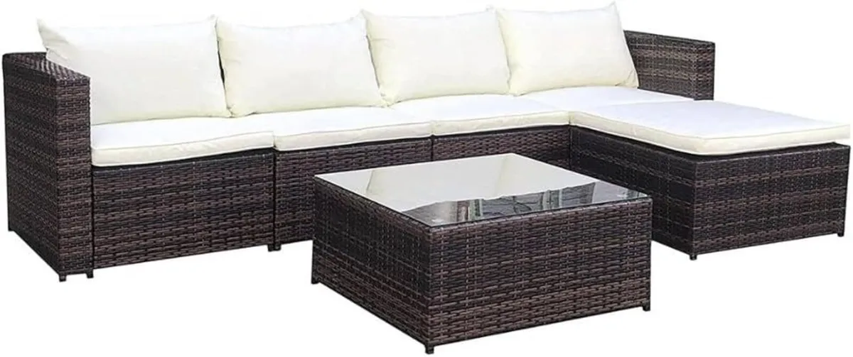 Miami Brown Outdoor Rattan Garden Furniture Set - Image 1