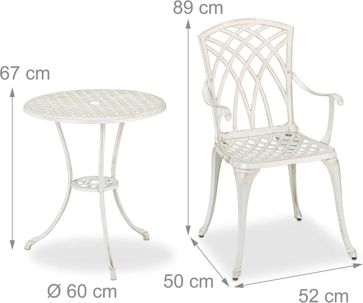 Garden Bistro Set 3-Piece Table 2 Chairs Antique - Image 3