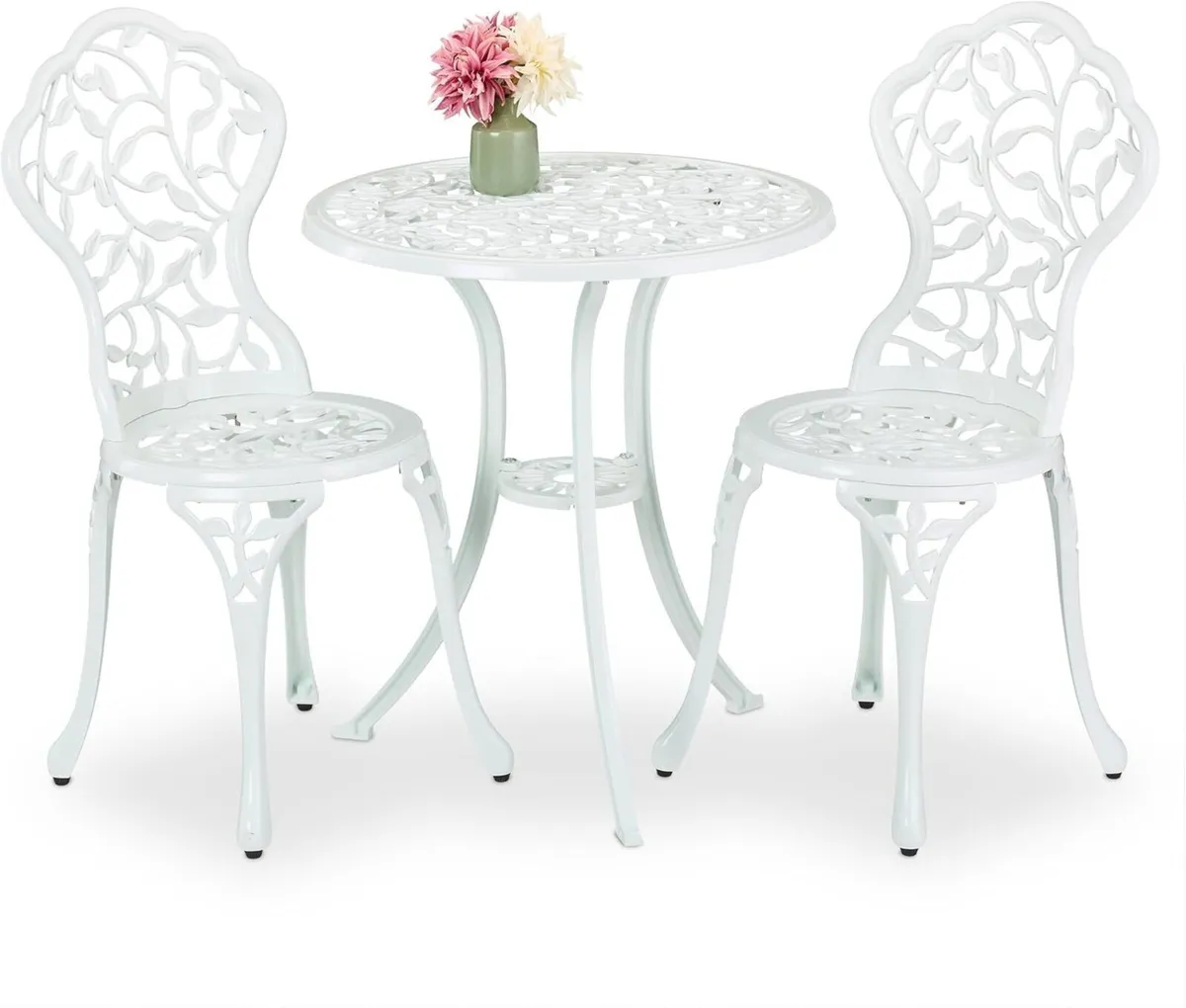 Garden Bistro Set 3-Piece Table 2 Chairs Antique - Image 1