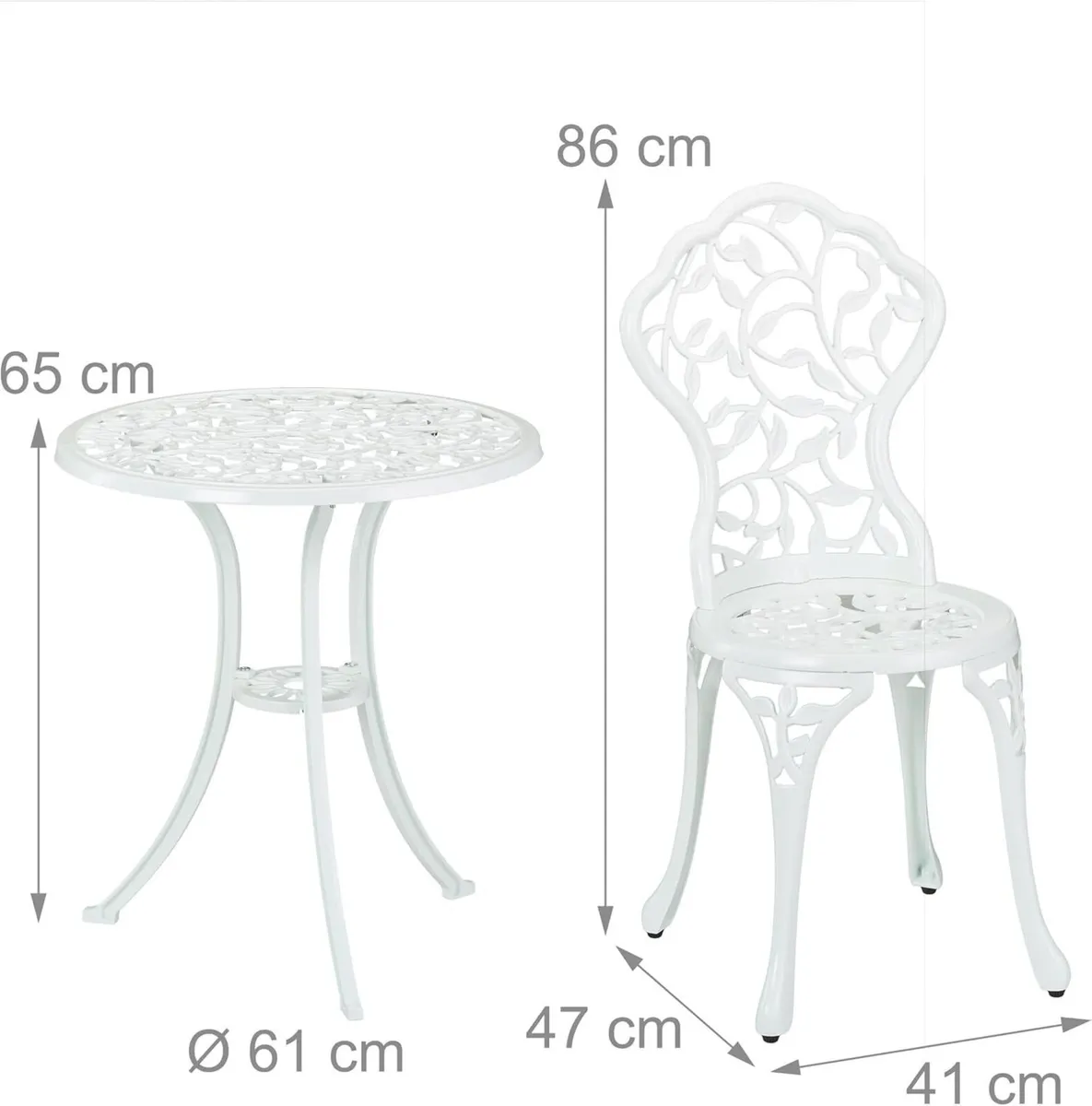 Garden Bistro Set 3-Piece Table 2 Chairs Antique - Image 3