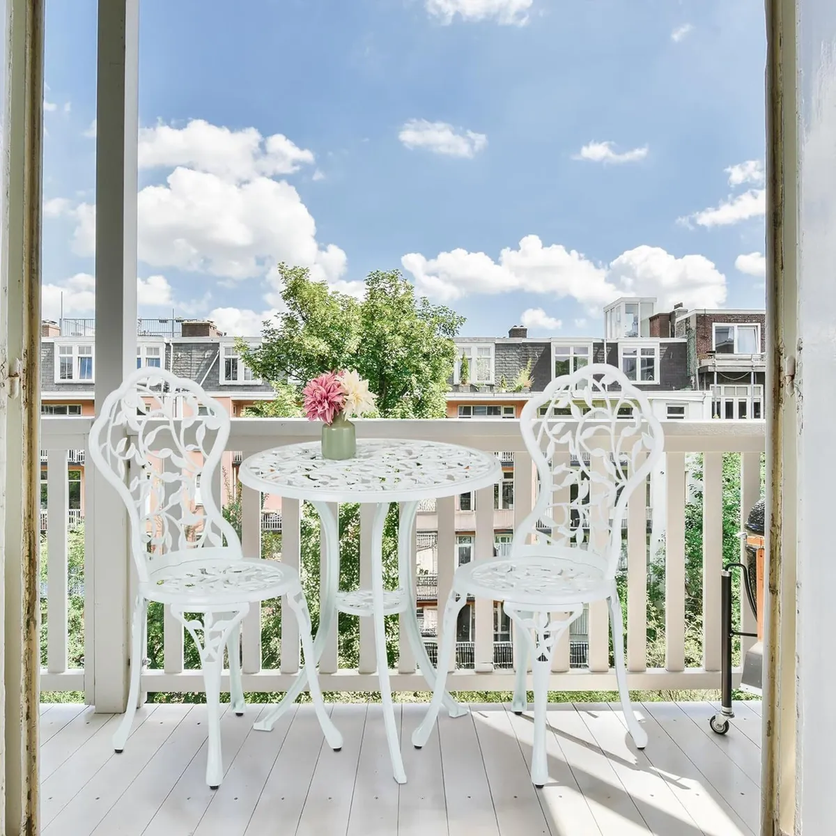 Garden Bistro Set 3-Piece Table 2 Chairs Antique - Image 4