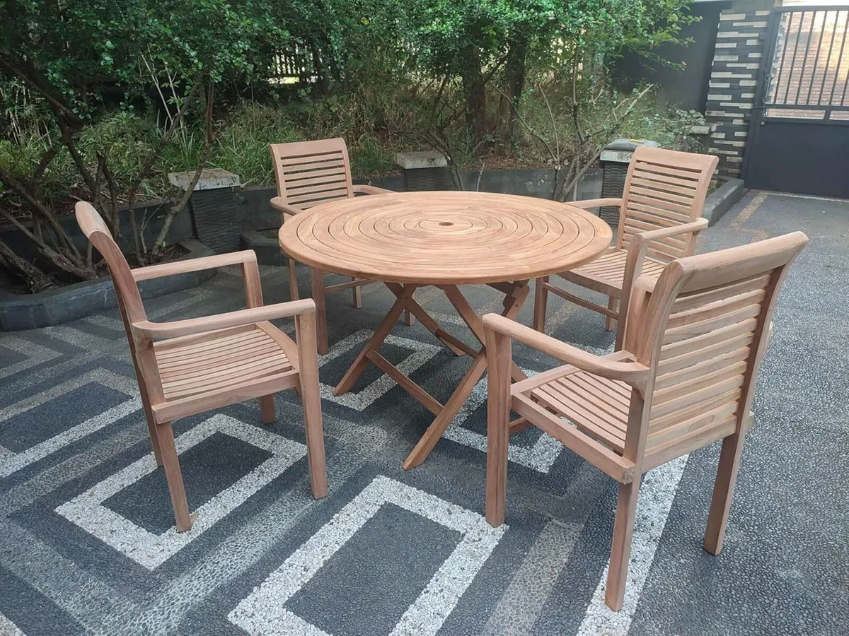 Outdoor Garden Furniture Wooden Dining Table and - Image 1