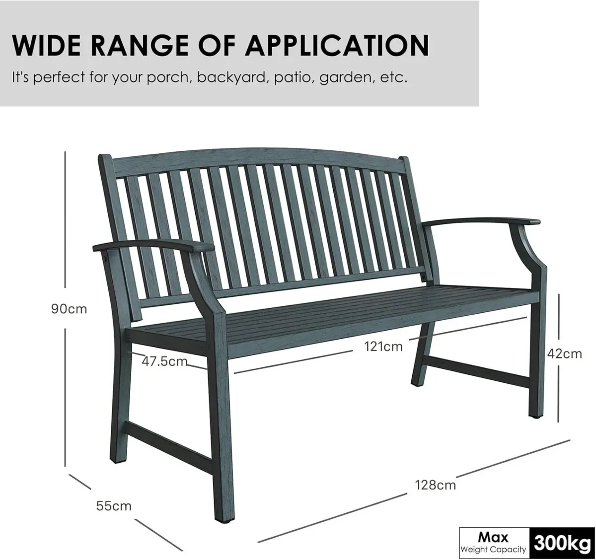 Outdoor Bench Garden with Anti-Rust Aluminum - Image 3