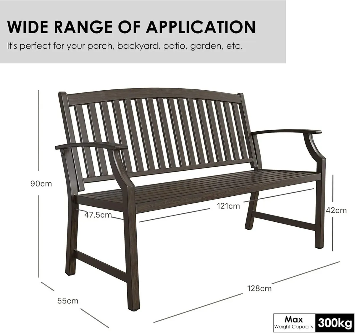 Outdoor Bench Garden with Anti-Rust Aluminum - Image 3
