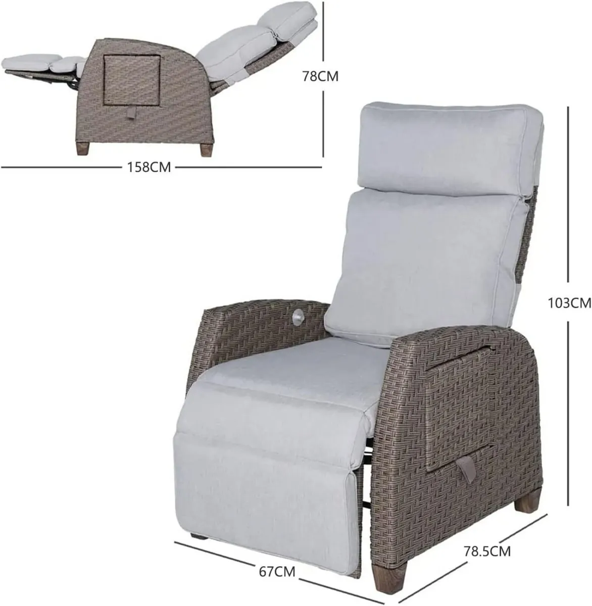 Recliner Sunlounger Wicker Adjustable Position - Image 3