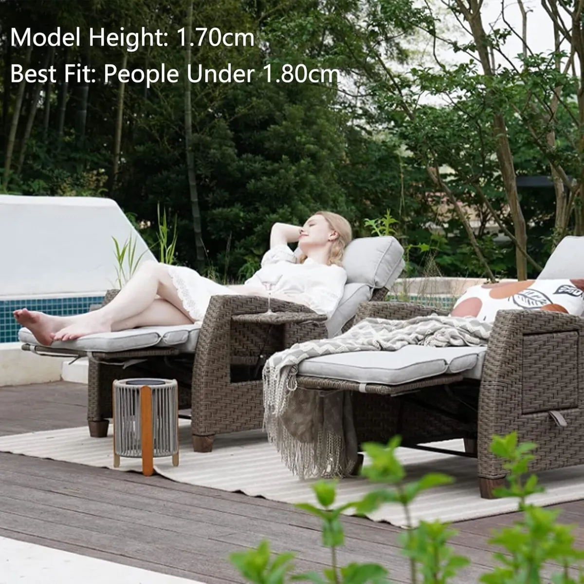 Recliner Sunlounger Wicker Adjustable Position - Image 4