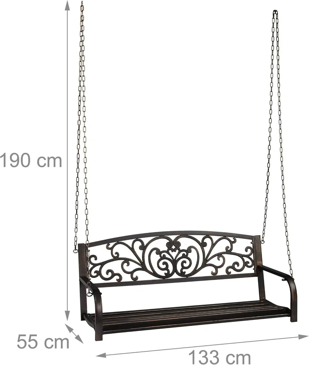 Swing Bench Suspension Hang 2 Seater Garden - Image 3