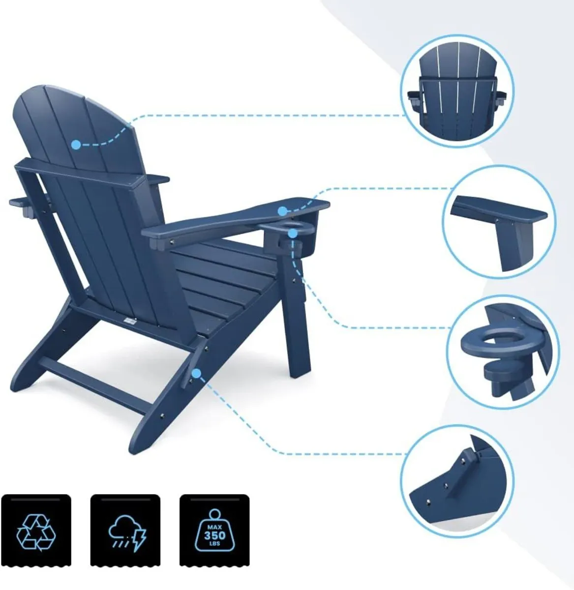 Adirondack Folding Chair for Garden Patio or Deck - Image 4