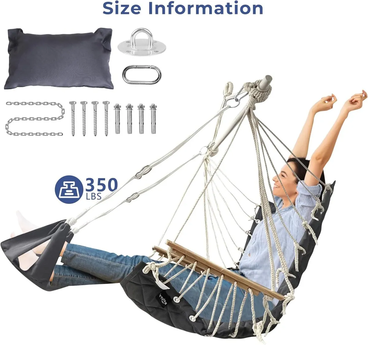 Hammock Swing Chair with Adjustable Footrest - Image 3