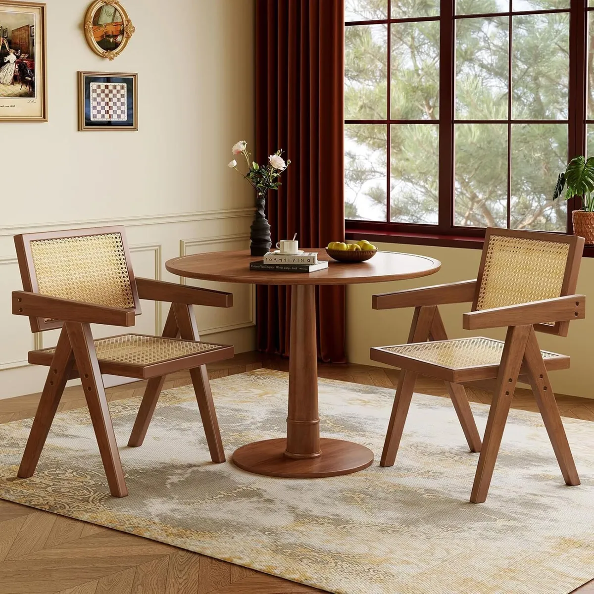 Wooden Dining Chairs Set of 2 Modern Mid Century - Image 1