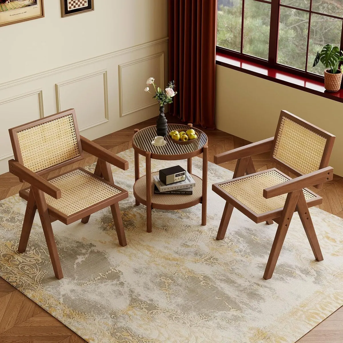 Wooden Dining Chairs Set of 2 Modern Mid Century - Image 3