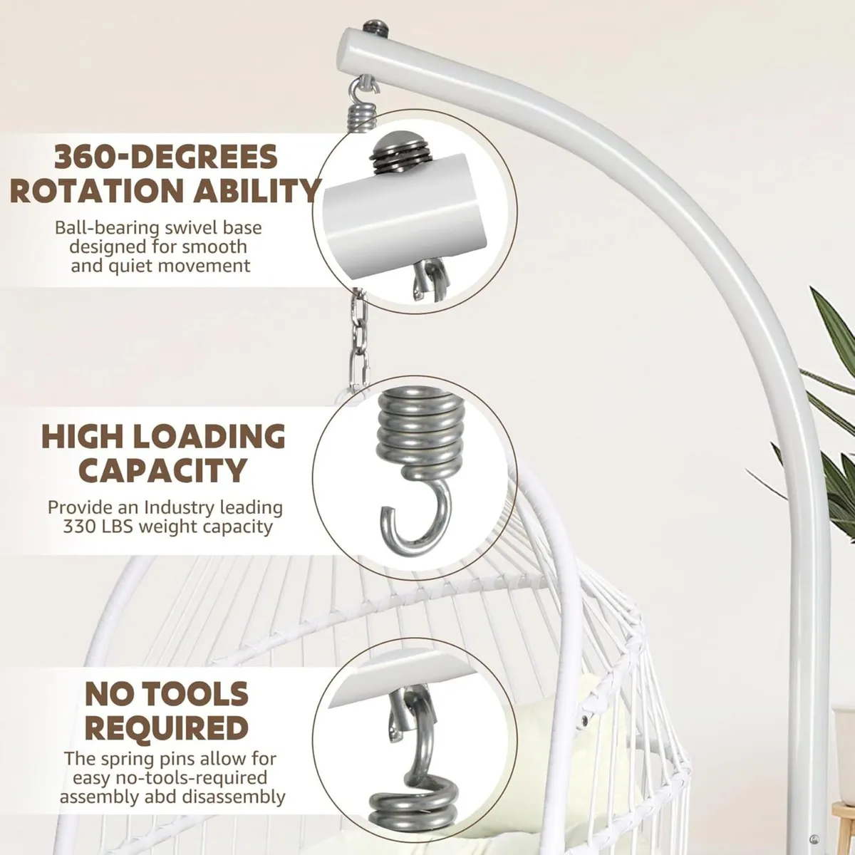 Egg Chair with Ultra Strong Stand and Cushion - Image 3