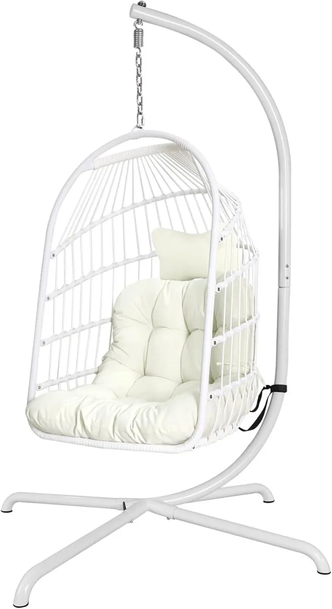 Egg Chair with Ultra Strong Stand and Cushion - Image 1