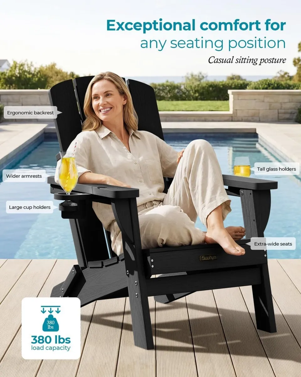 Folding Adirondack Chair HDPE All-Weather Fire - Image 3
