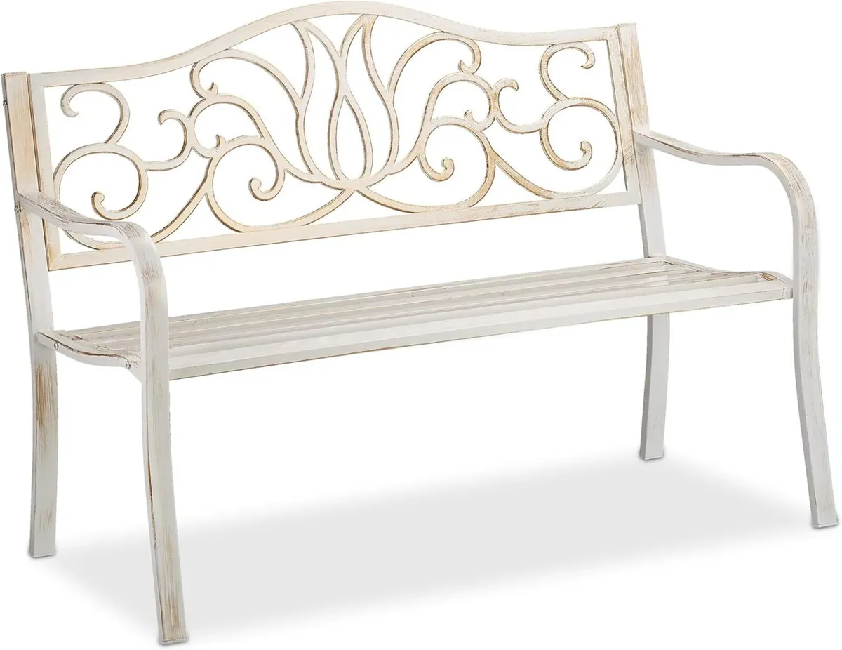 antique-looking garden bench 2 seater outdoor - Image 1