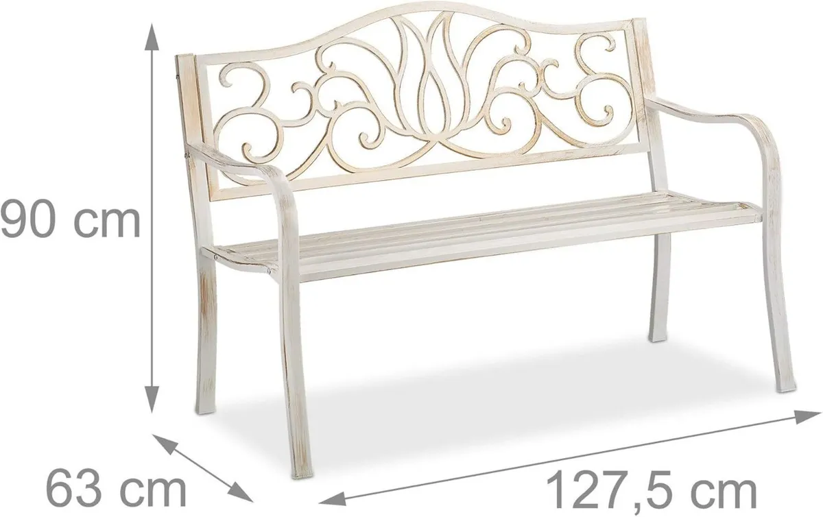 antique-looking garden bench 2 seater outdoor - Image 3