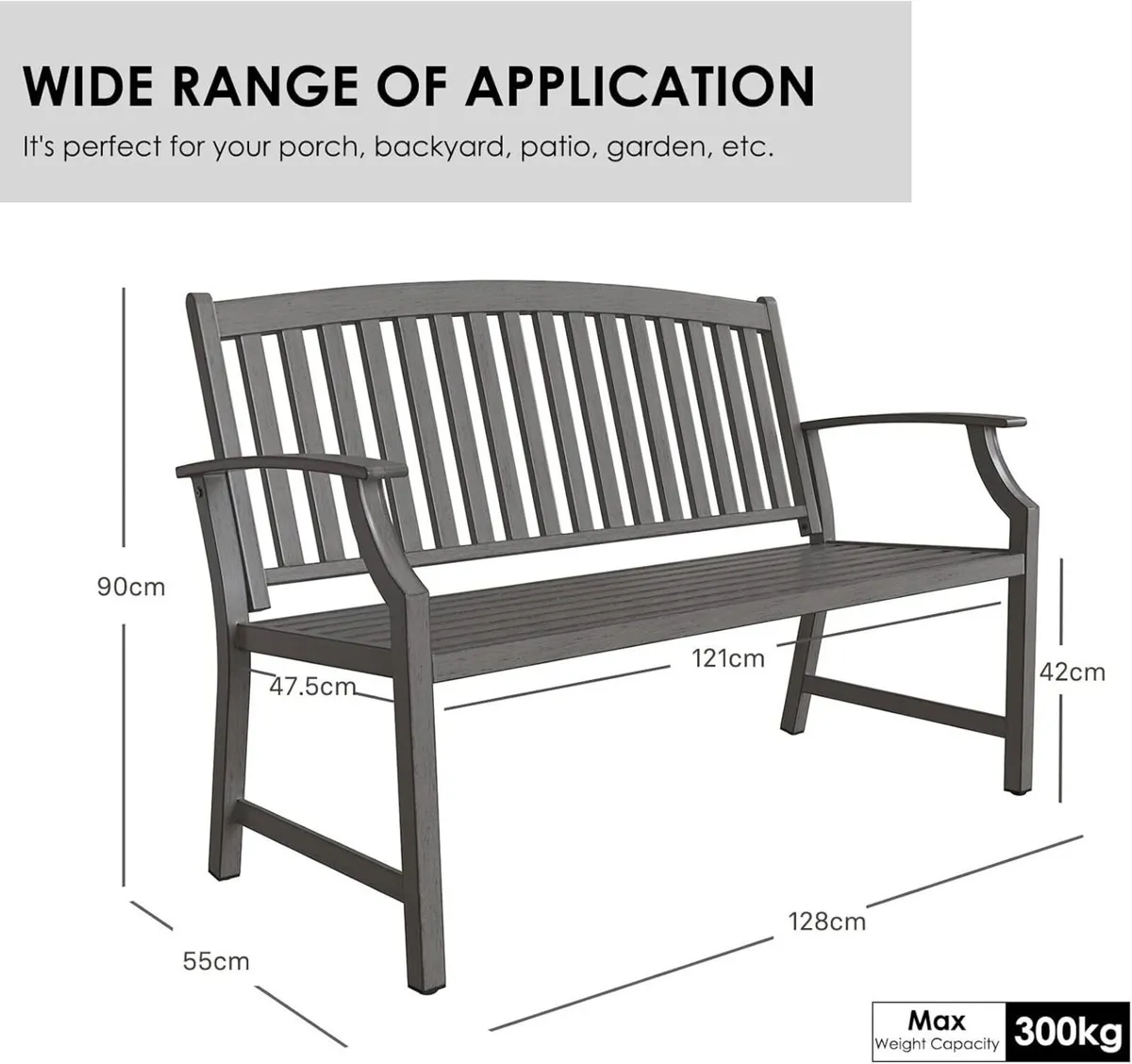 Outdoor Bench Garden with Anti-Rust Aluminum - Image 3