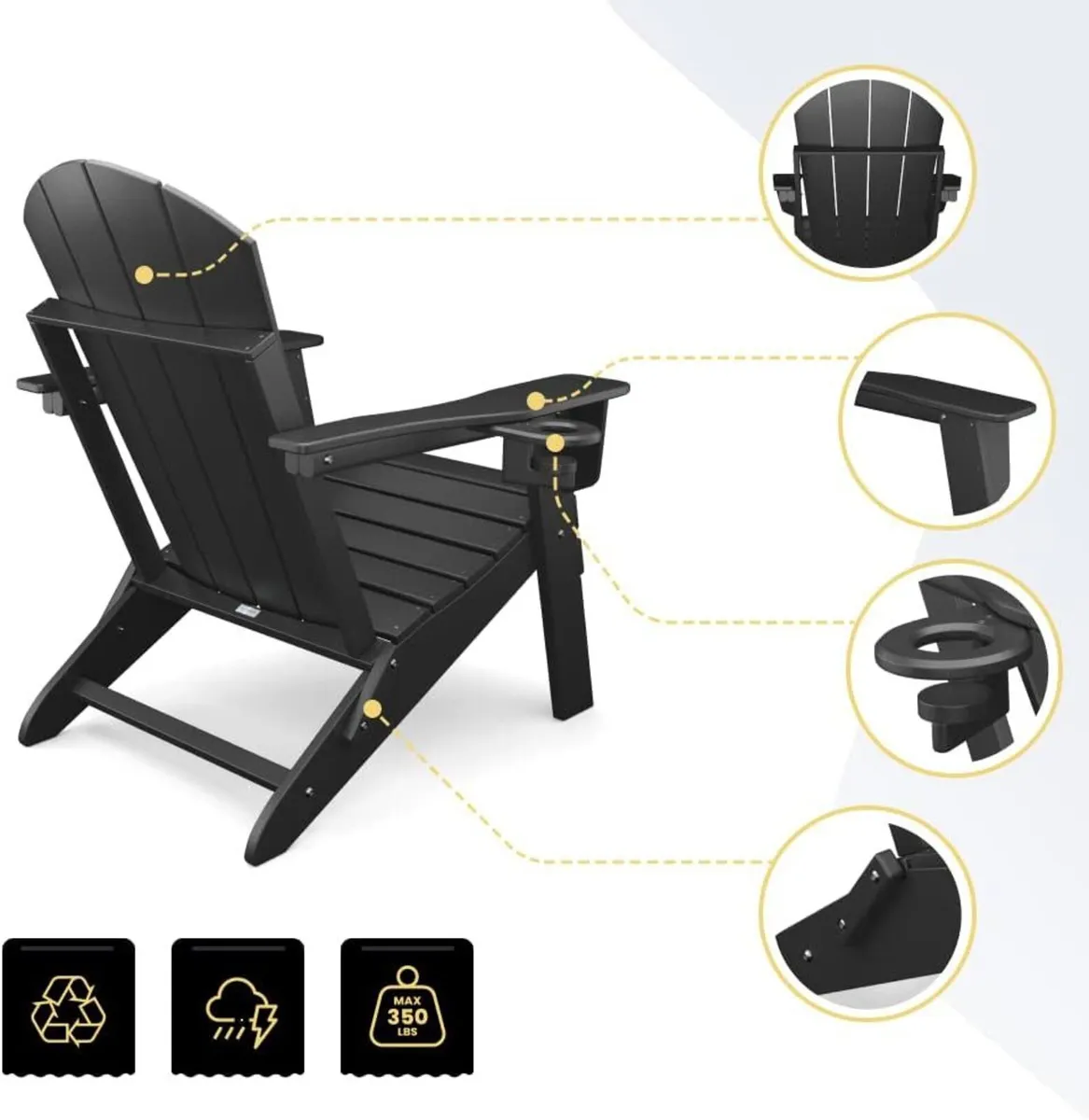 Adirondack Folding Chair for Garden Patio or Deck - Image 4