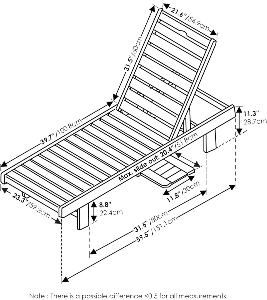 TIOMAN Outdoor Lounger Malo Sun Lounge Chair with - Image 3