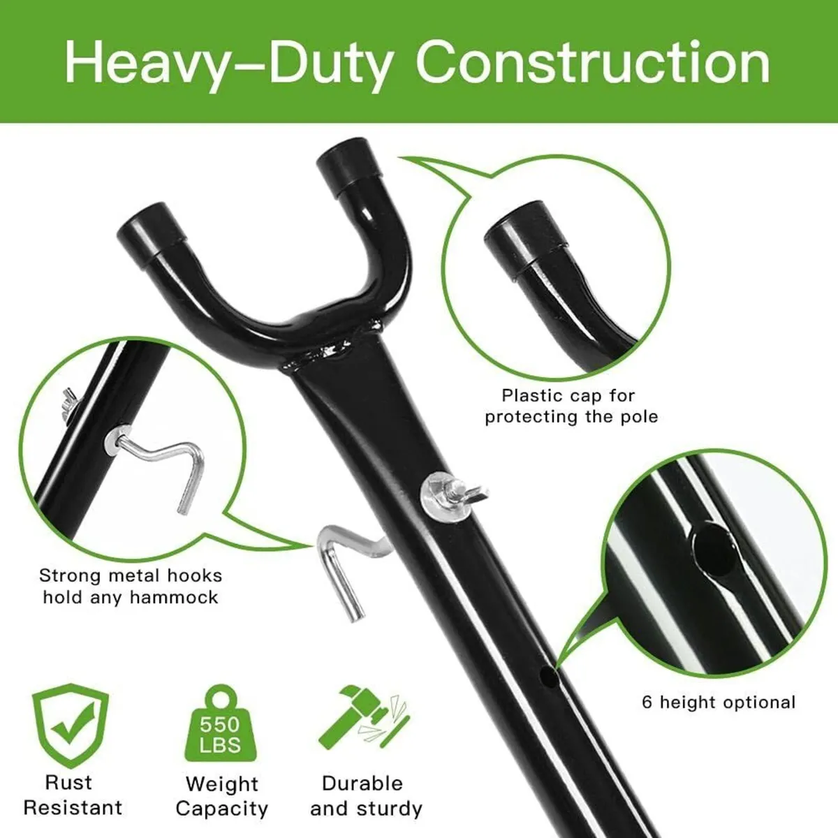 9Ft Double Hammock with Detachable Stand 550 - Image 3