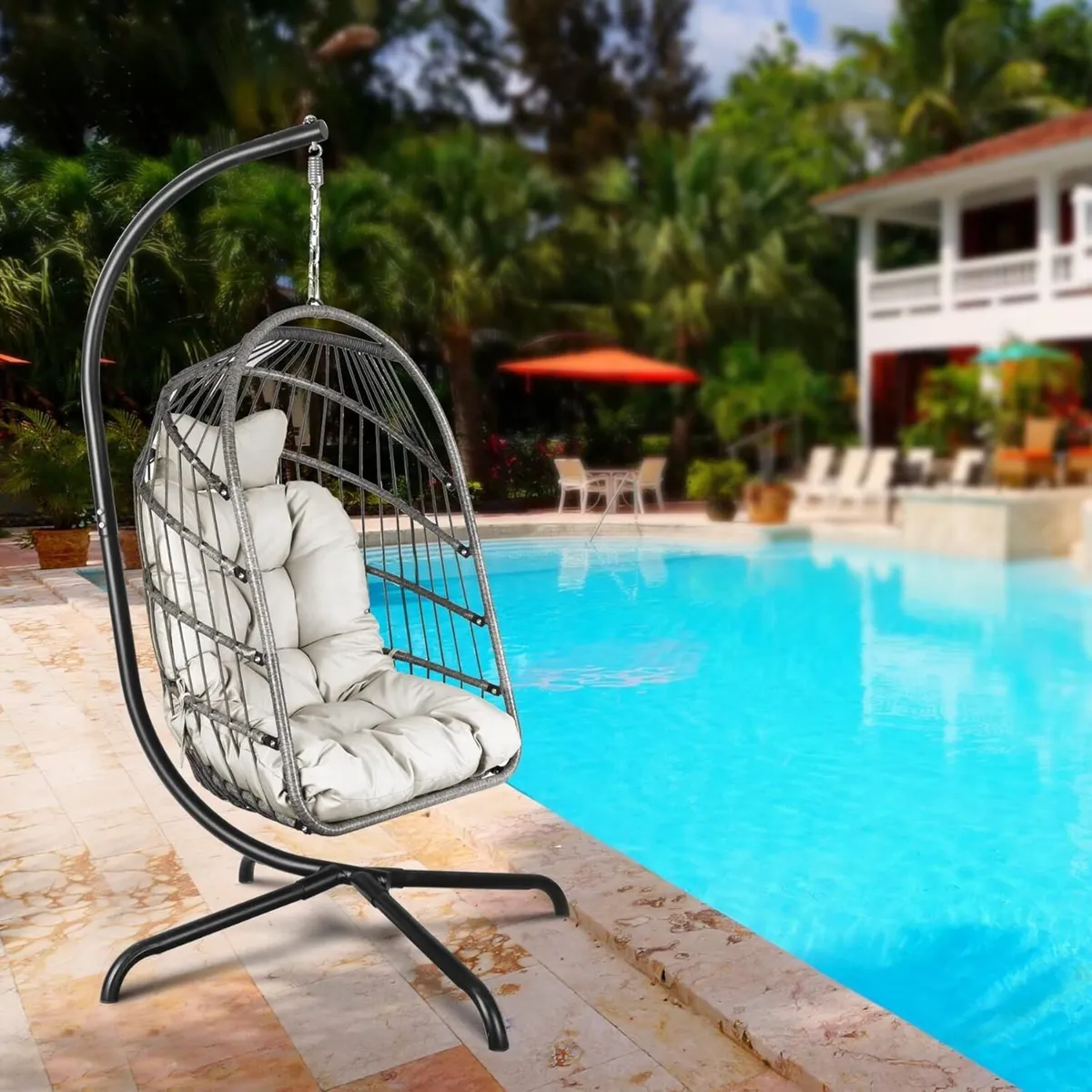 Egg Chair With Ultra Strong Stand and Cushion - - Image 2