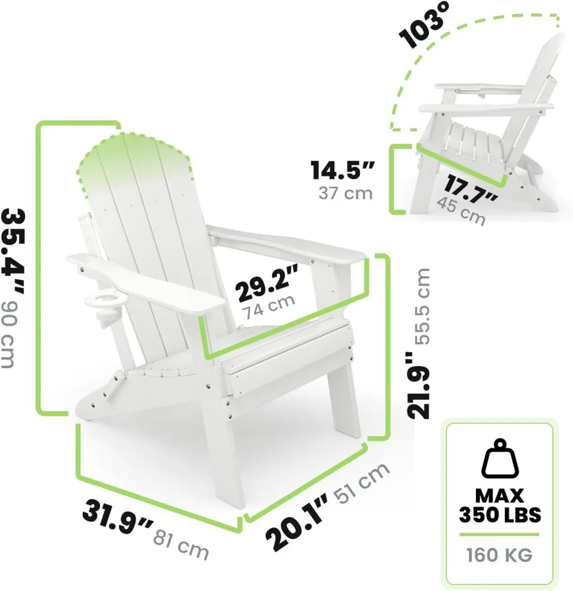Adirondack Folding Chair for Garden Patio or Deck - Image 3
