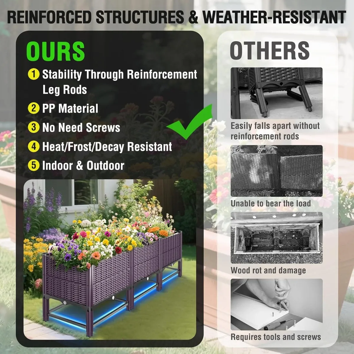 Raised Bed for Garden with Reinforcement Rods - Image 4