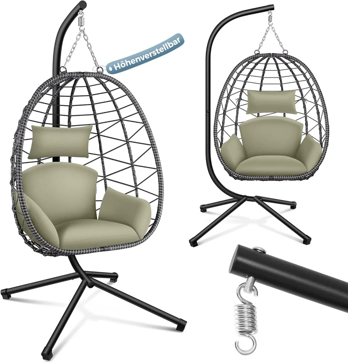 Egg Chair with Stand Foldable Garden Swing Indoor - Image 1