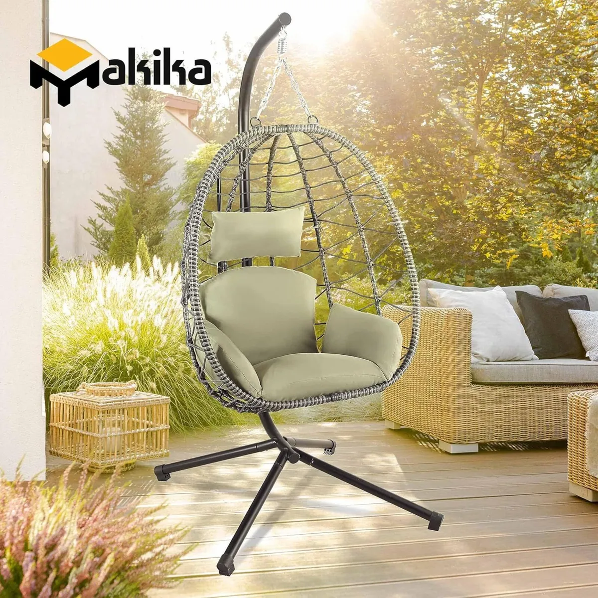 Egg Chair with Stand Foldable Garden Swing Indoor - Image 2