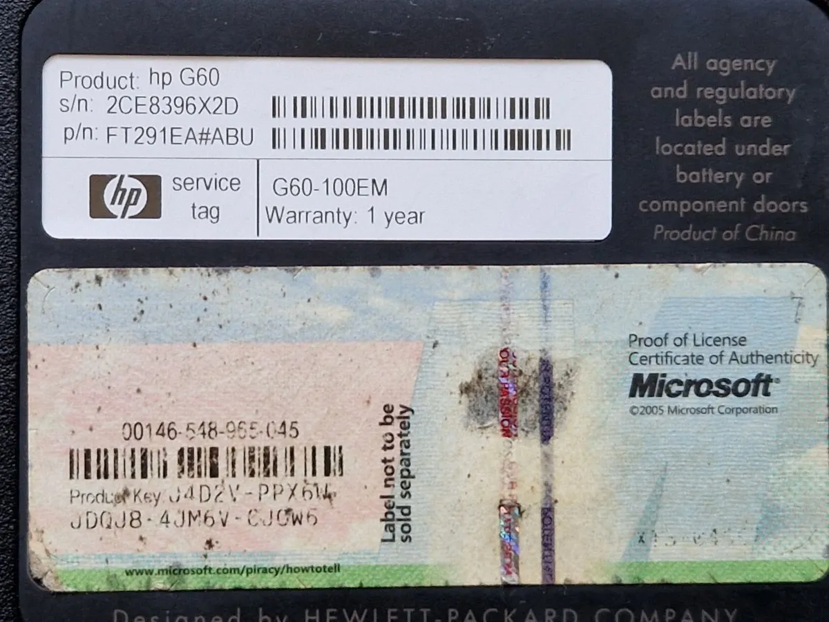 HP Laptop G60-100EM F1291EA#ABU 2GB Ram Windows 10 - Image 3