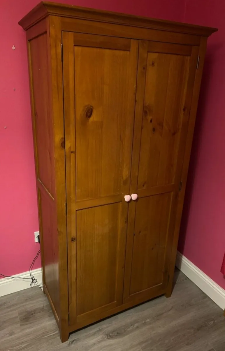 Solid oak double door wardrobe
