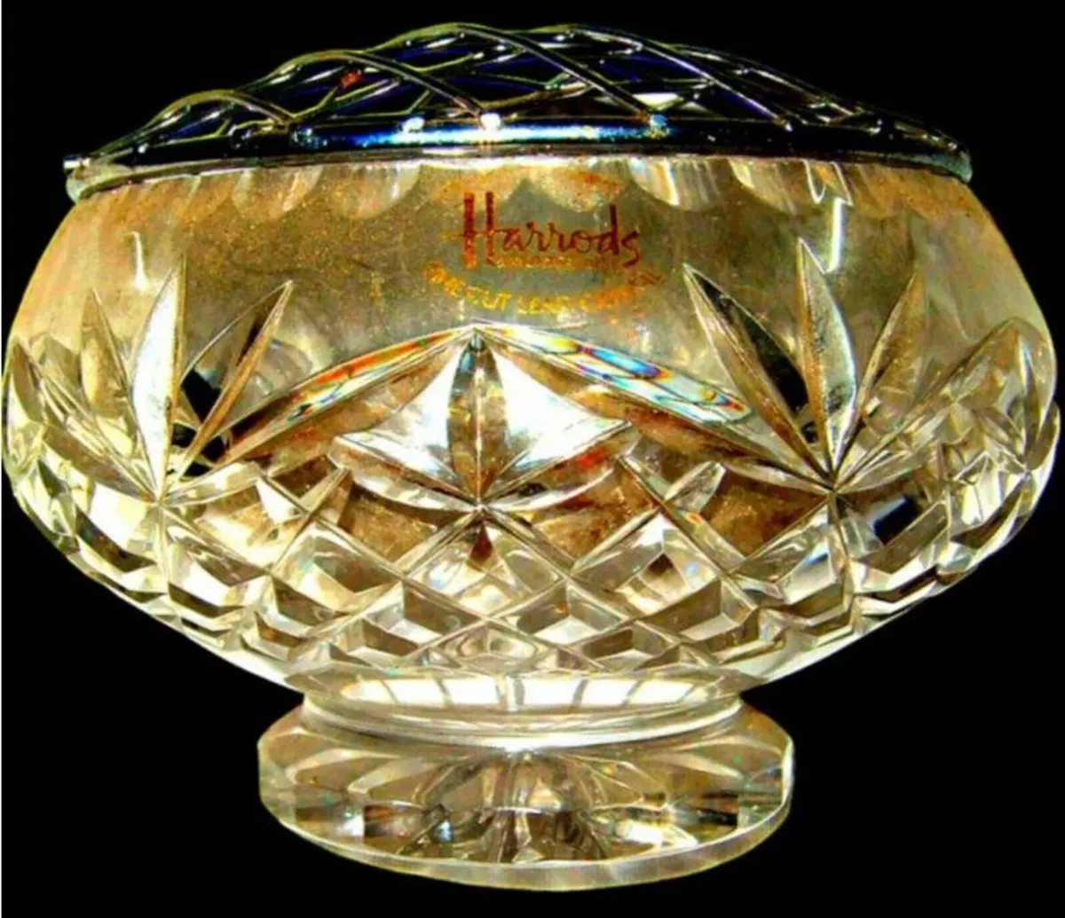 Vintage Harrods Crystal Rose Bowl - Image 1
