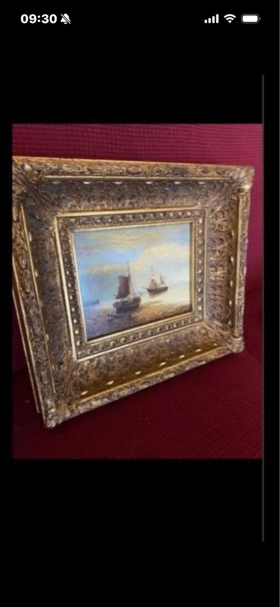 Vintage Oil on Board Maritime Painting - Image 1