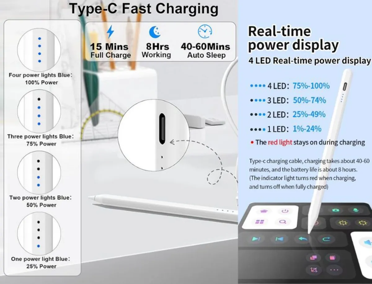 Stylus Pen iPad Android Magnetic Fast Charge - Image 2