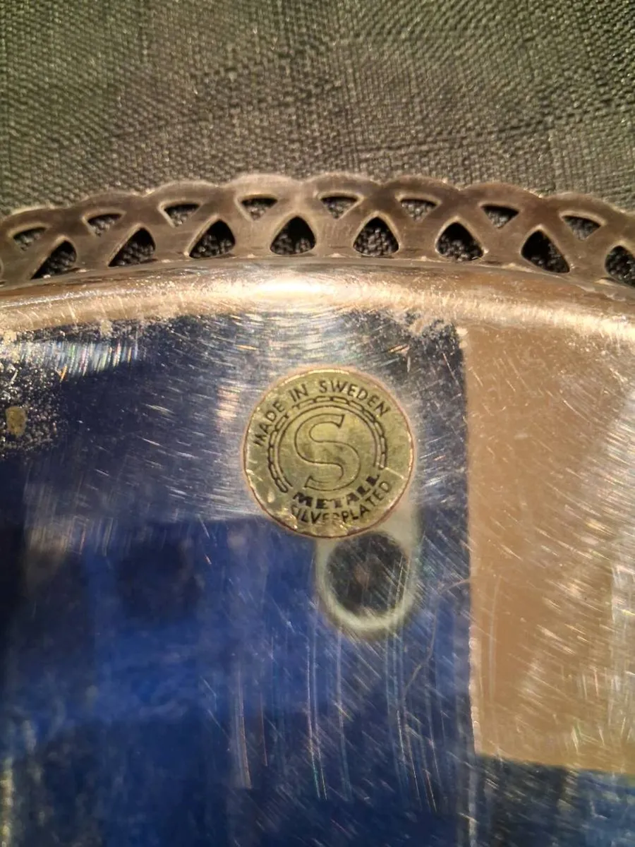 Silver Plated Metal Serving Tray - Image 3