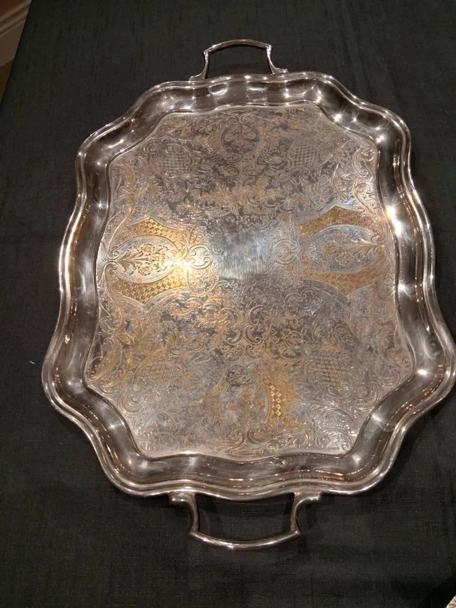 Large Silver Plated On Copper Tray - Image 2