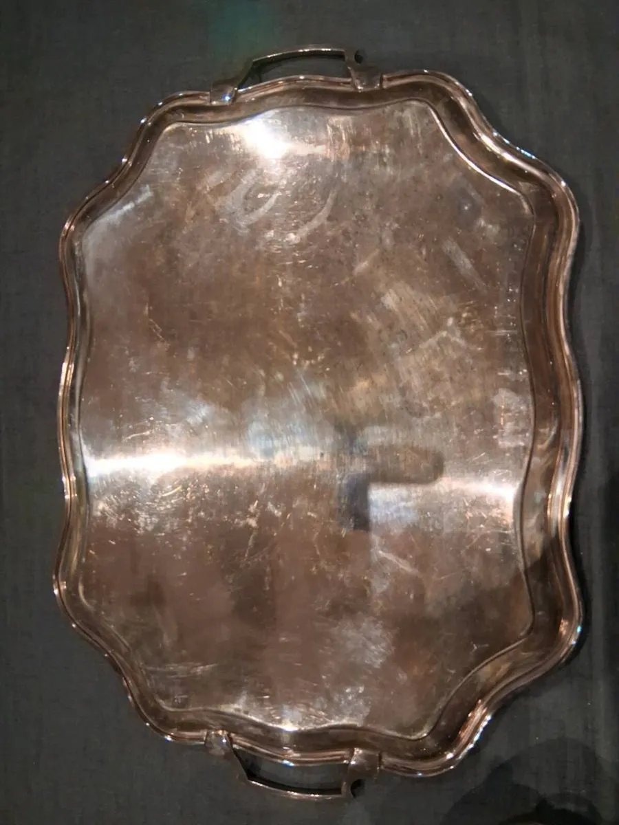 Large Silver Plated On Copper Tray - Image 3