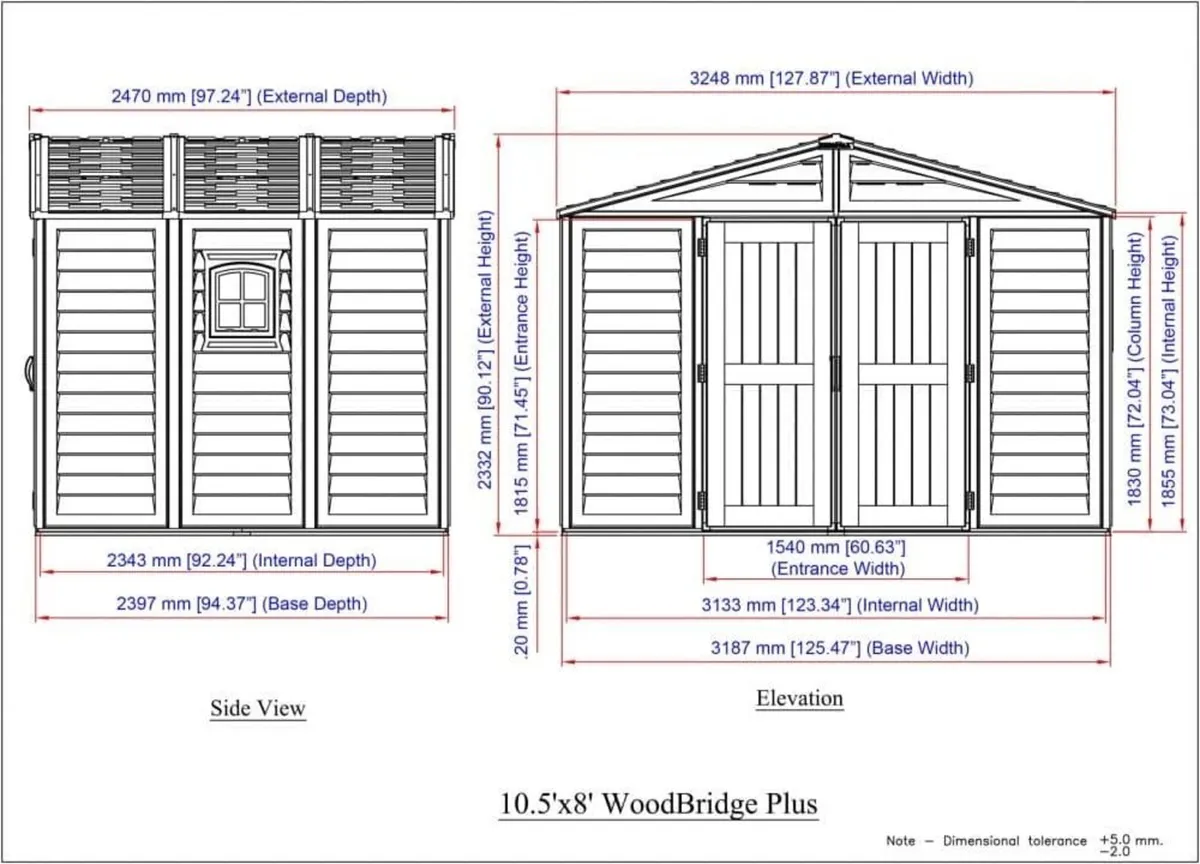10×8 Brown   WoodBridge Plus Vinyl Garden Sheds - Image 3