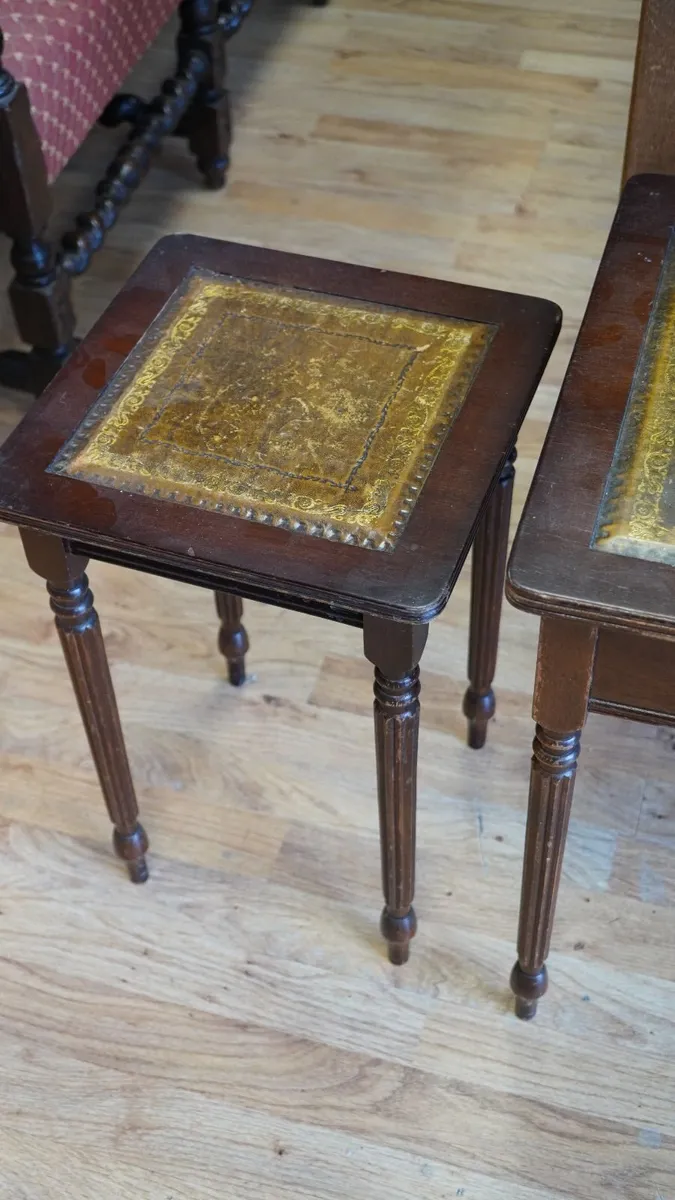 Nest of Three Tables with Leather Tops - Image 3